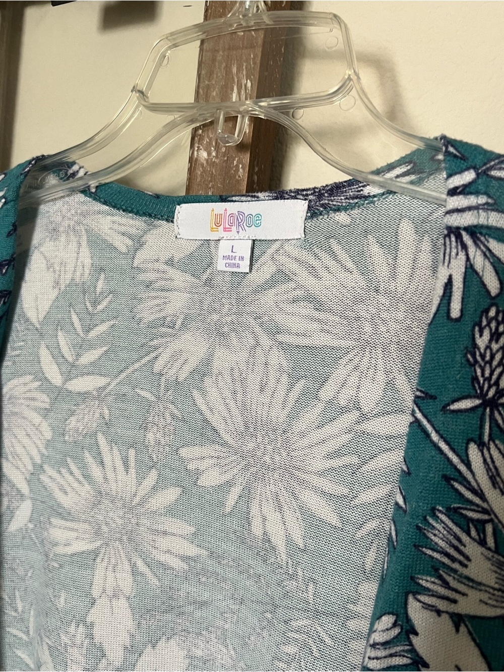 LuLaRoe Teal Floral Open Front Cardigan - Picture 3 of 4